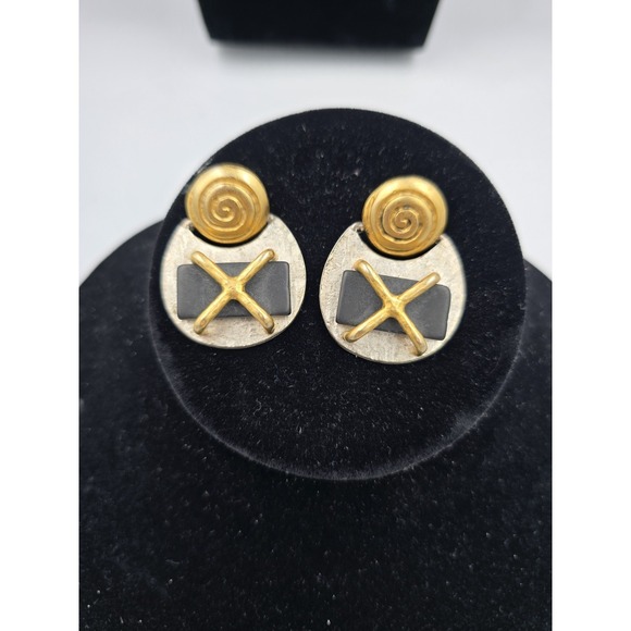 The Original Arizona Jean Co Jewelry - The Original Arizona Jean Co Mixed Metal Geometric Spiral Post Earrings Two Tone